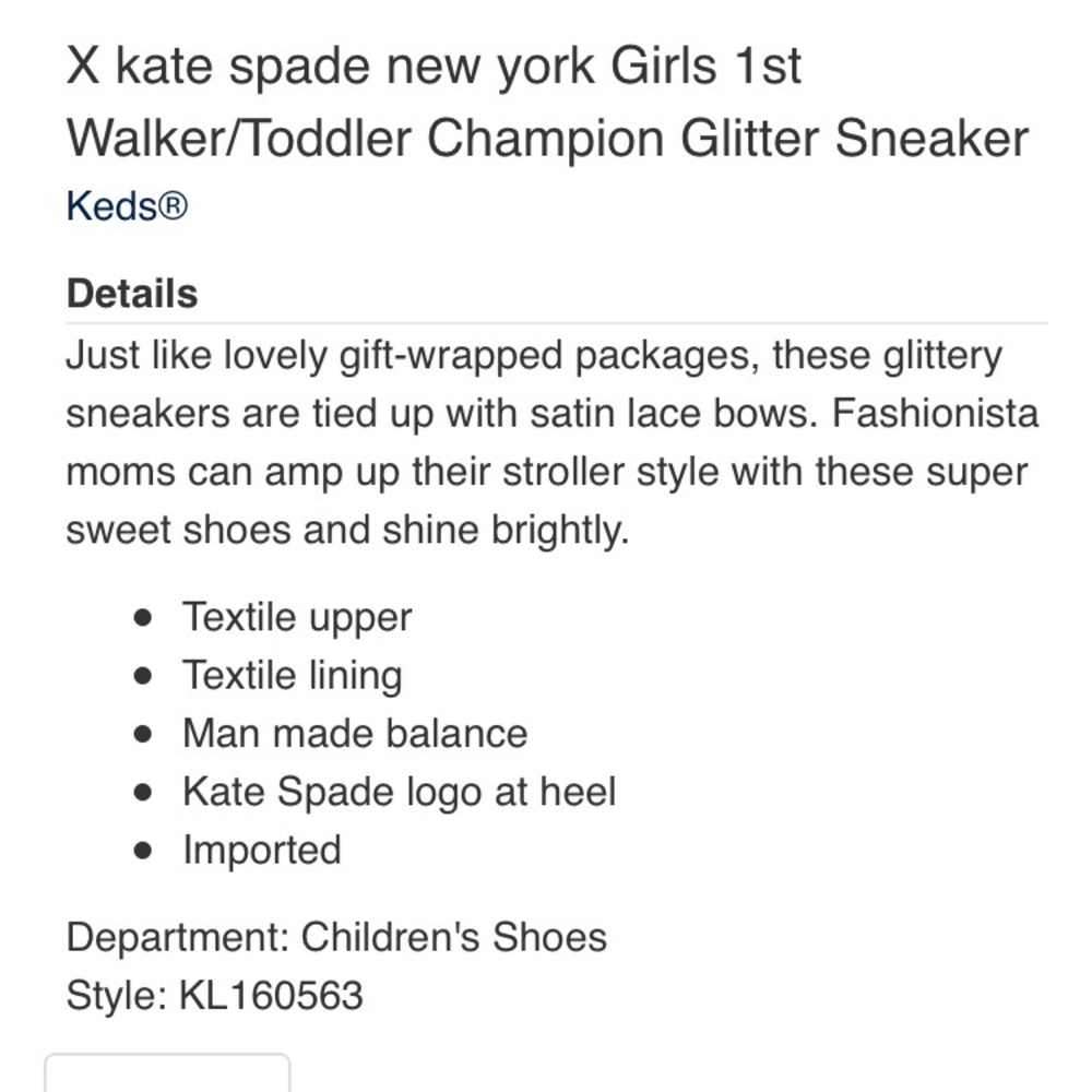 Keds X Kate Spade Toddler Champion Glitter Sneaker - Picture 7 of 7